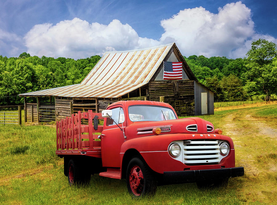 Old Truck at the Patriotic Barn Photograph by Debra and Dave Vanderlaan