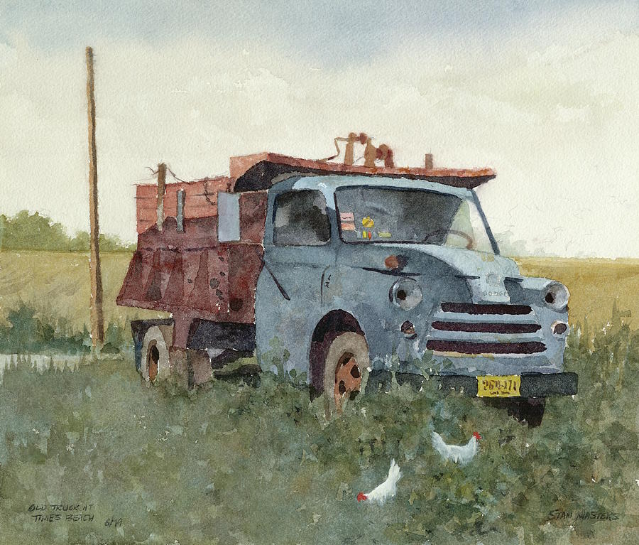 Old Truck at Times Beach Painting by Stan Masters Old Truck at Times Beach Painting by Stan Masters