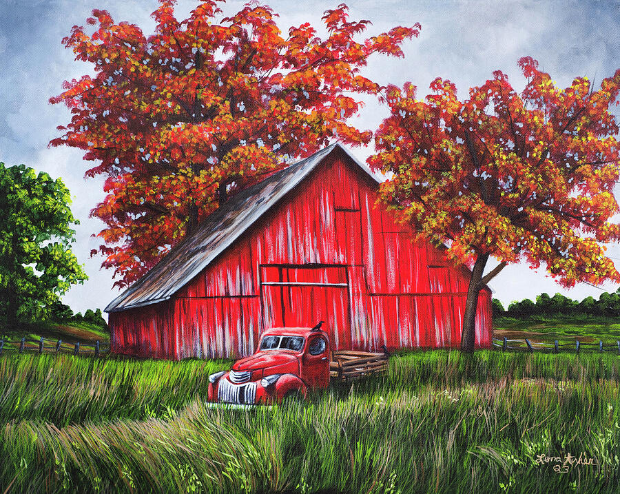Old Truck Barn Painting by Lena Auxier