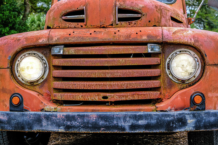 Old Truck Grill with Headlights On Photograph by Darryl Brooks