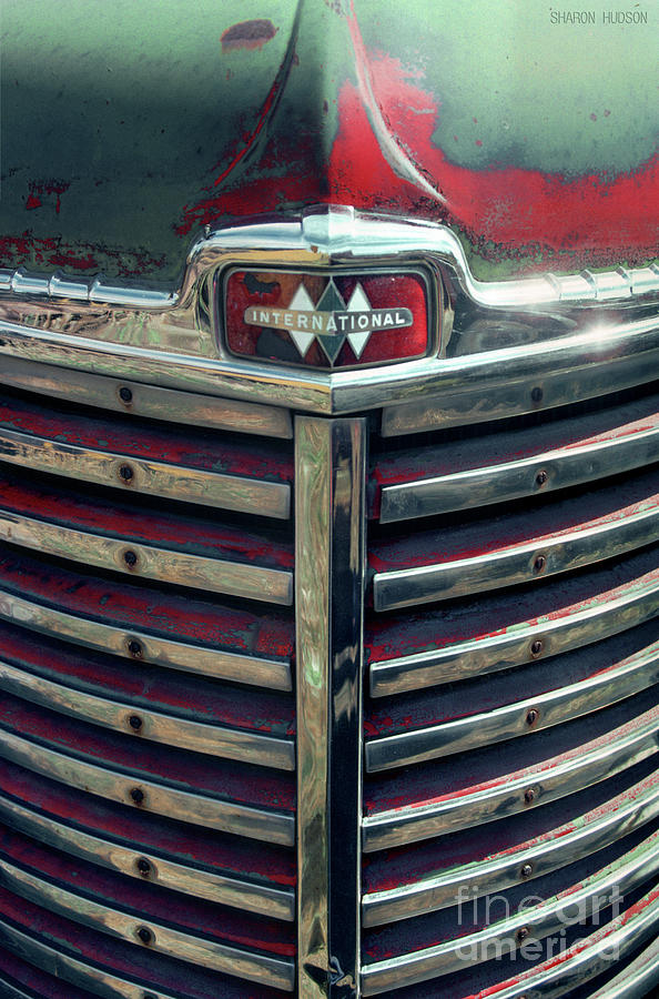 antique trucks abstract photography - International Harvester Grille Photograph by Sharon Hudson