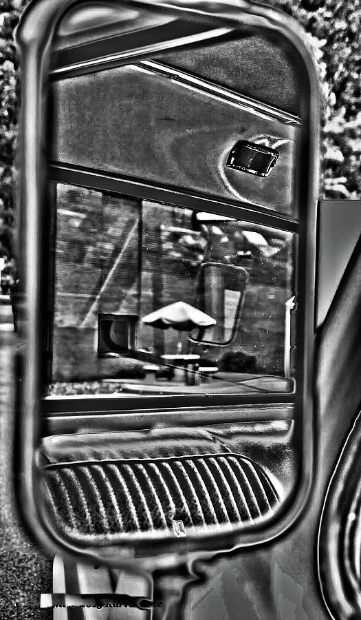 Old truck mirror b and w embossed Digital Art by Karl Rose