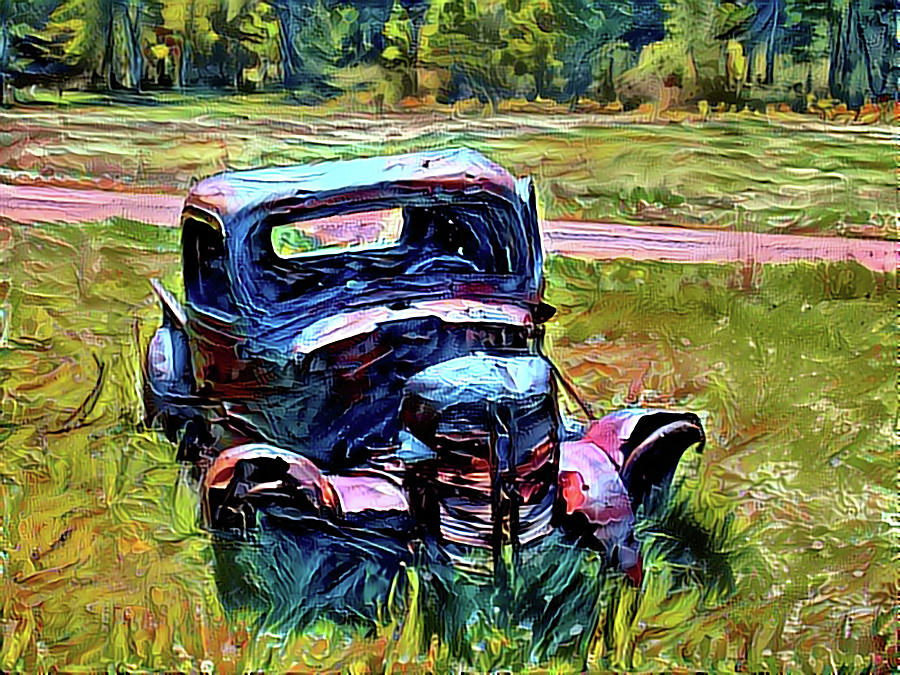 Old Truck on Wyoming Back Roads Digital Art by Cathy Anderson