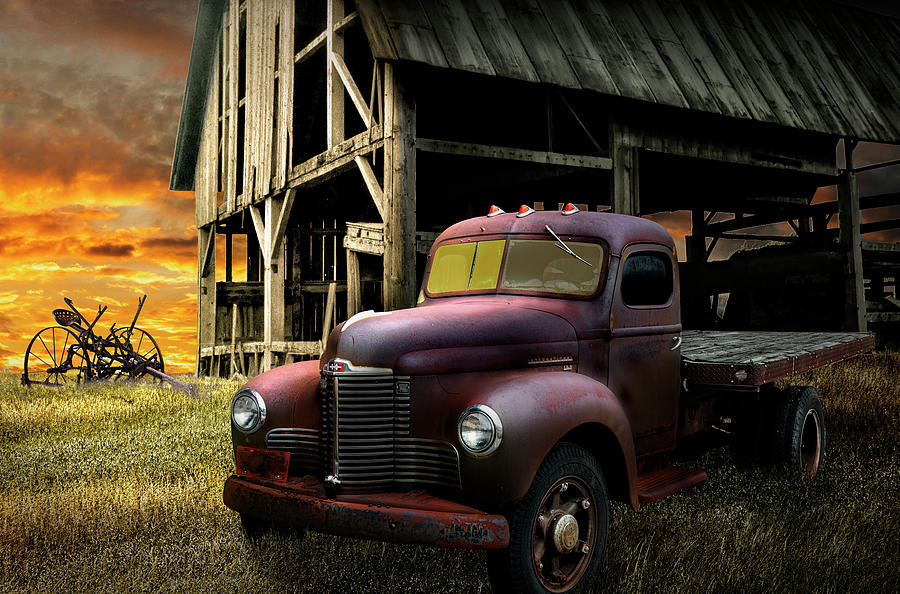 Old Truck Relic with Barn Skeleton  Photograph by Randall Nyhof