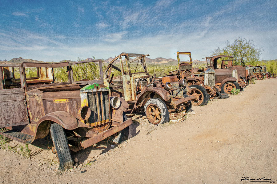 Old Trucks at Goldfield Ghost Town Arizona Photograph by Frank Lee