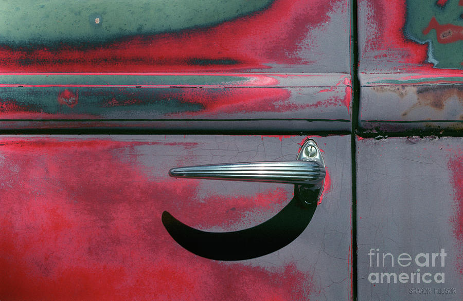 vintage trucks abstract photography - International Harvester Door Photograph by Sharon Hudson