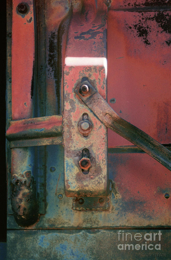 abstract rustic photographs -Truck Tailgate Latch Photograph by Sharon Hudson