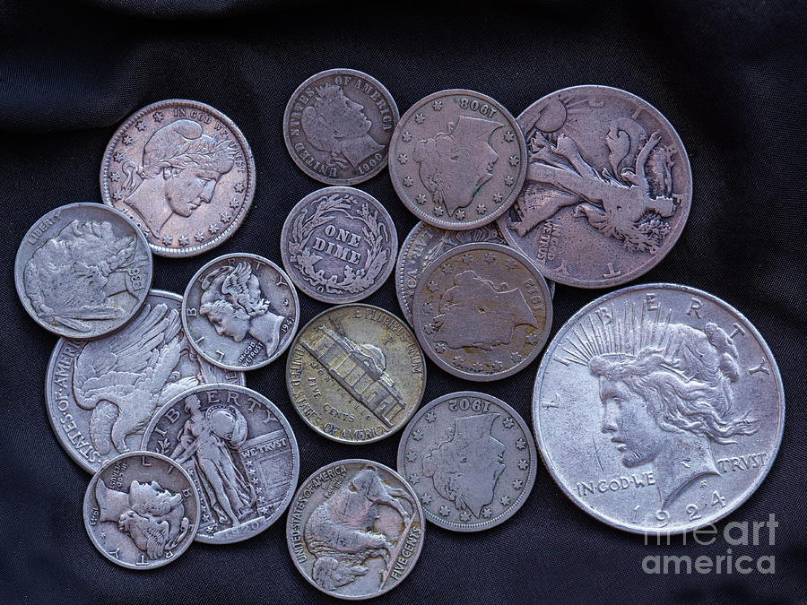 Old United States Coins on Black Photograph by Randy Steele