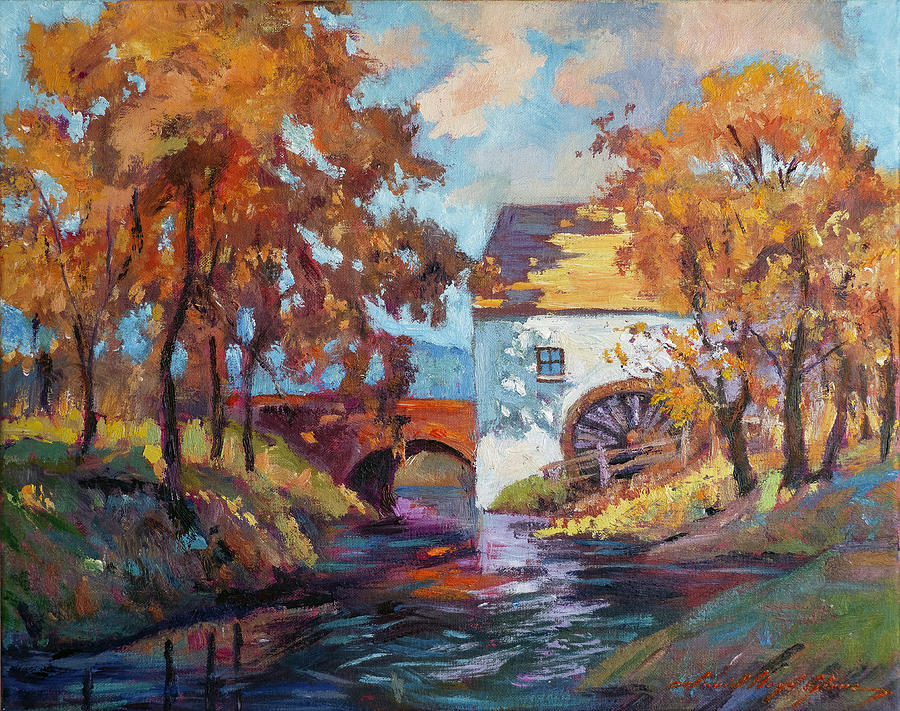 Old Vermont Millhouse Painting by David Lloyd Glover