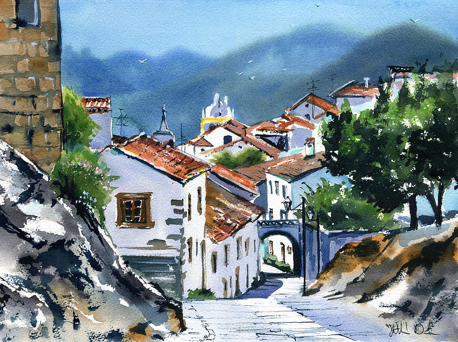 Mountain Painting - Old Village In Alentejo Portugal by Dora Hathazi Mendes