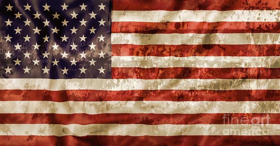 old vintage flag of United States Photograph by Benny Marty
