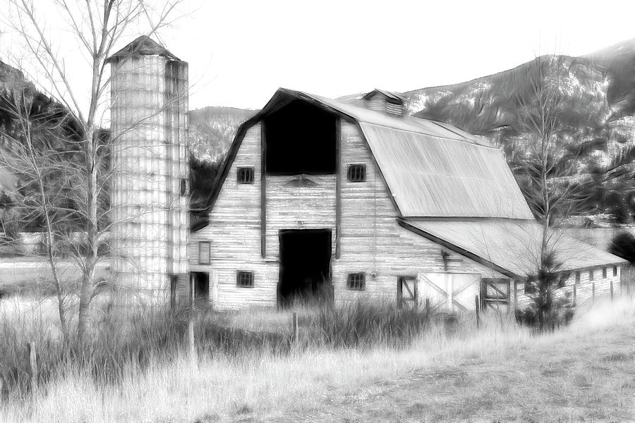 Nature Photograph - Old Vintaged Barn BW II by Athena Mckinzie
