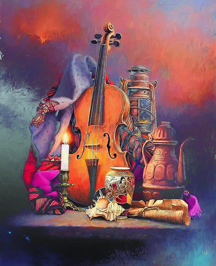 Old Painting - Old Violin by Nenad Vasic