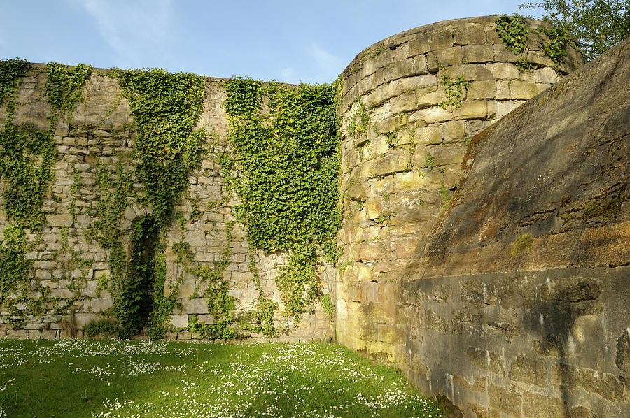 Old walls at the Promenade des remparts, Nevers, Nievre, Burgundy, France Photograph by Kevin Oke