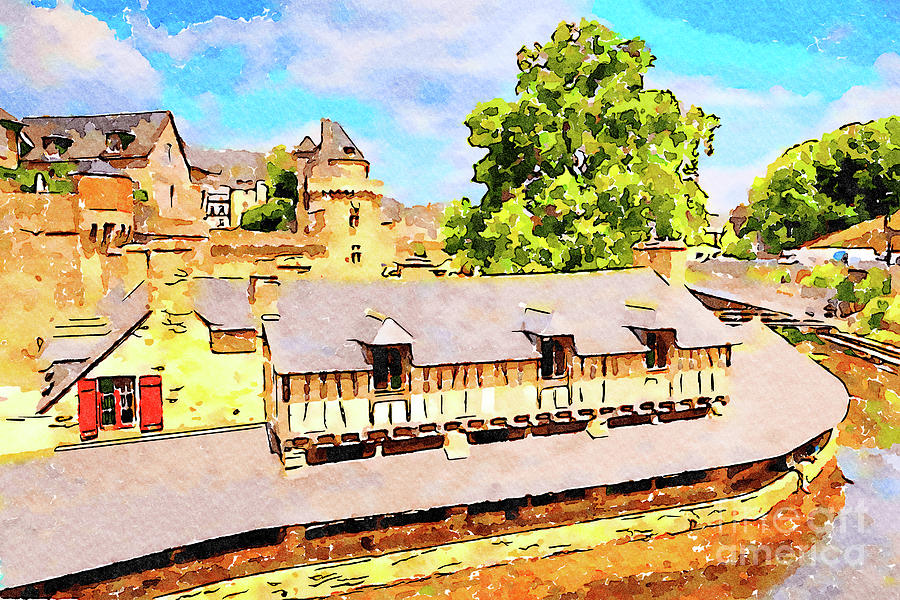 Old Wash House, Vannes, France, Watercolor Photograph by Colin and Linda McKie