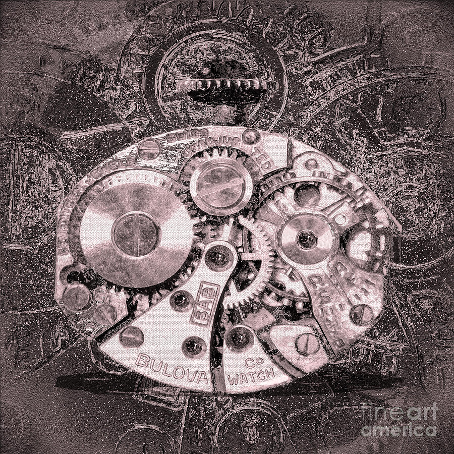 Old Watch - Black And White Digital Art by Anthony Ellis
