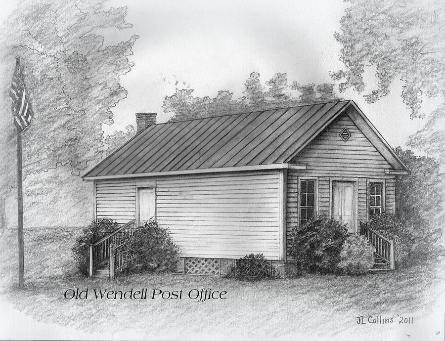 Old Wendell Post Office Drawing by J L Collins