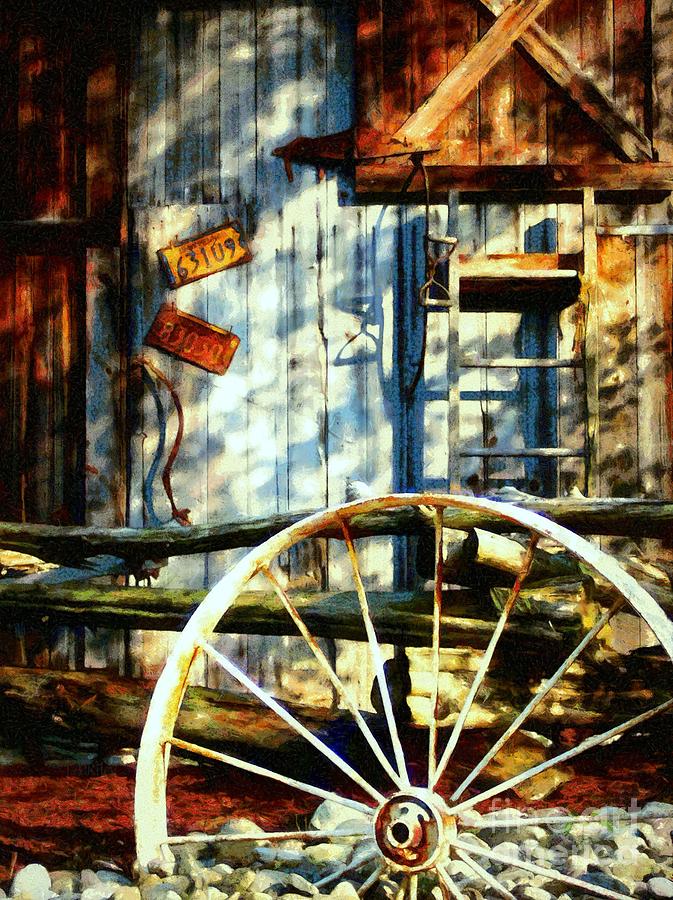 Old Western Blue Barn  Photograph by Janine Riley