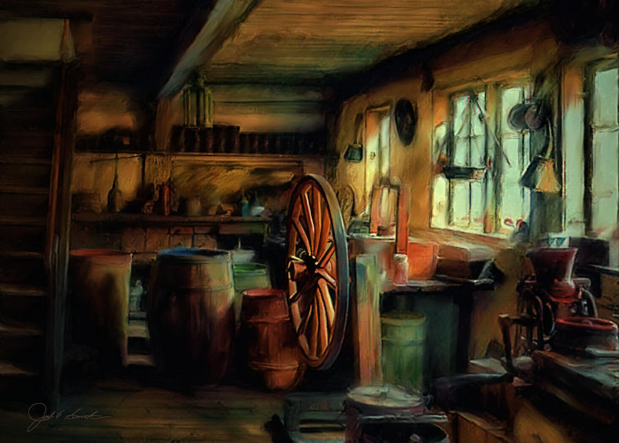 Old Wheel Shop Painting by Joel Smith