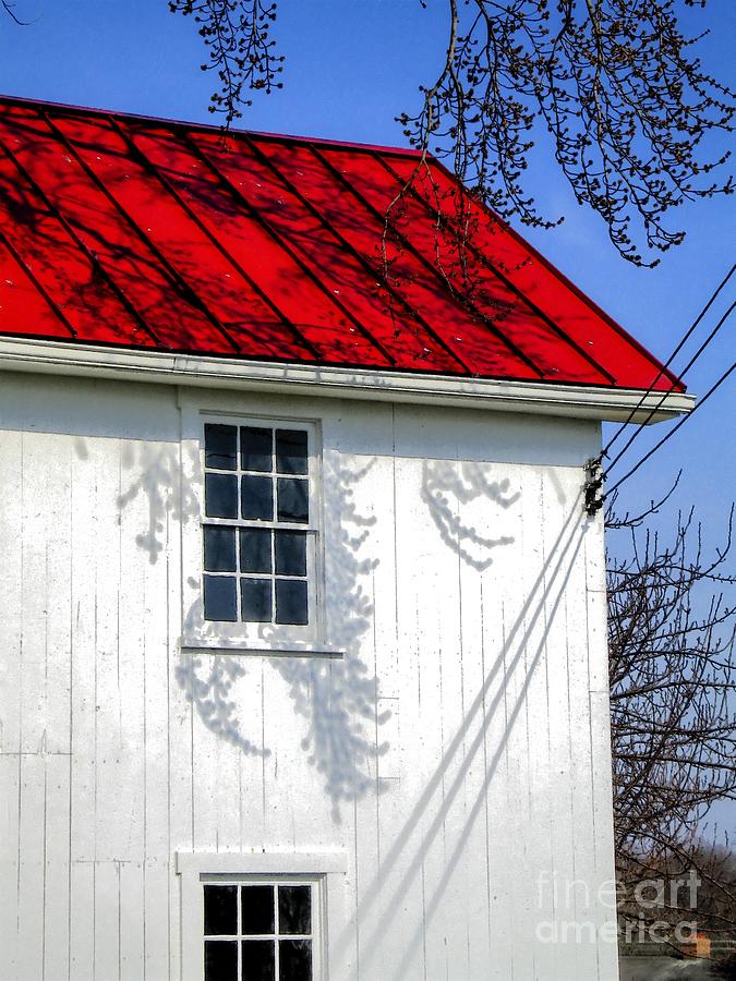 Old white building with red roof in park in Gaithersburg Maryland Photograph by William Kuta