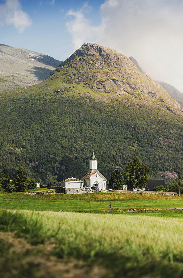 Summer Photograph - Old White Church in the Mountains by Nicklas Gustafsson