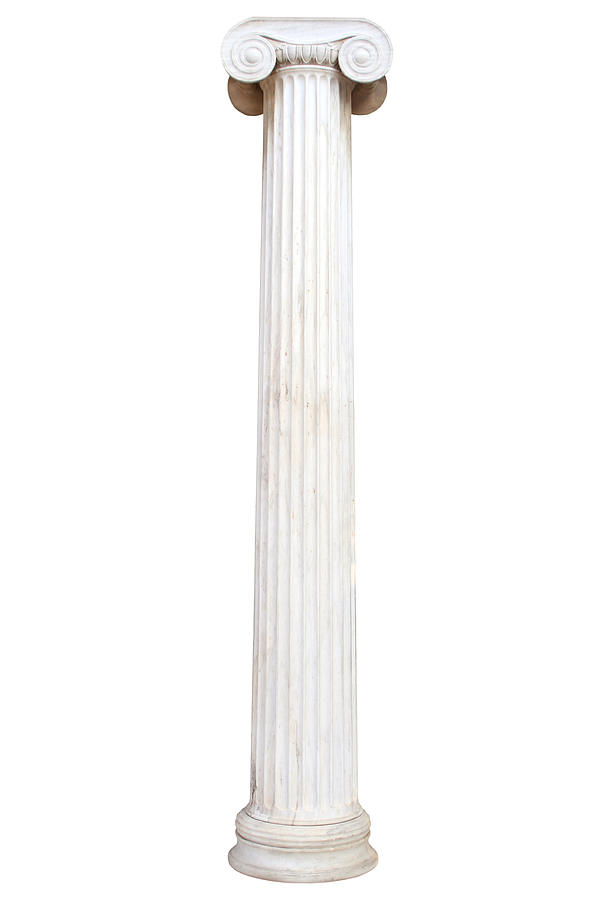 Old white pillar isolated on white Photograph by PhotographerOlympus