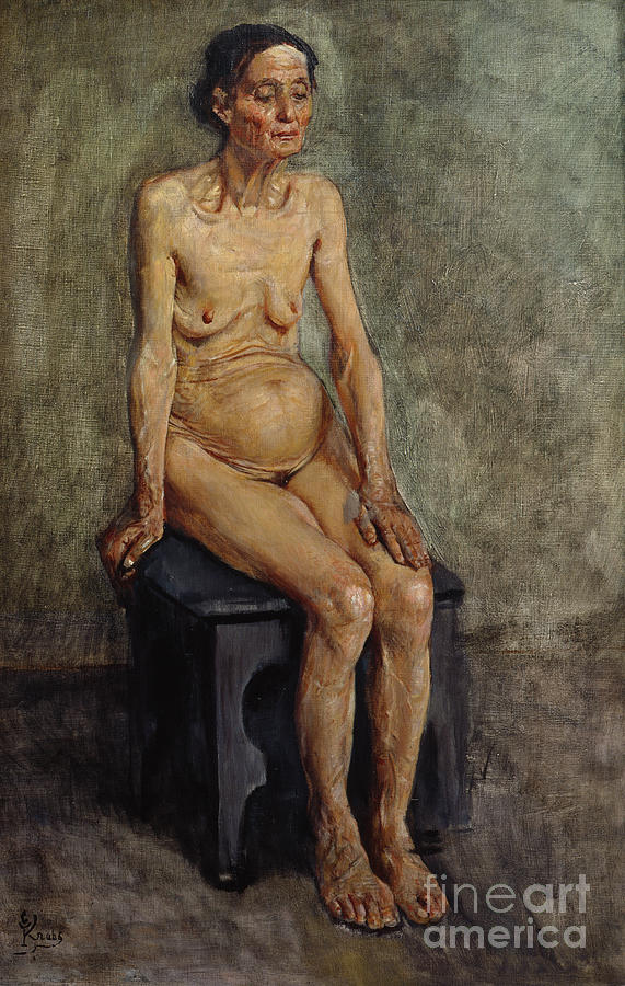 Old wife, 1902 Painting by O Vaering by Christian Krohg