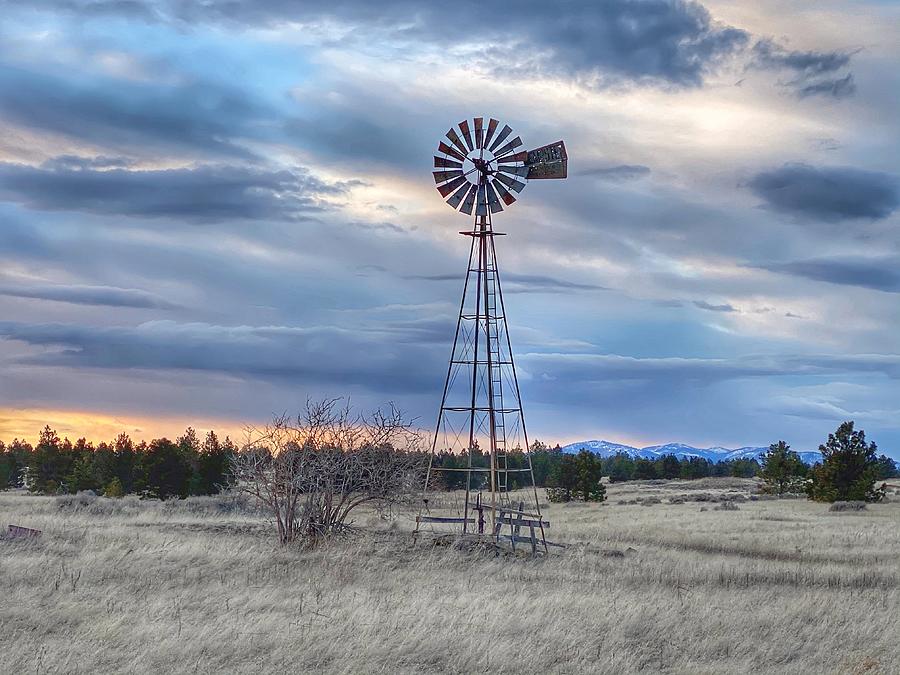 Old Windmill at Sunset  Photograph by Jerry Abbott