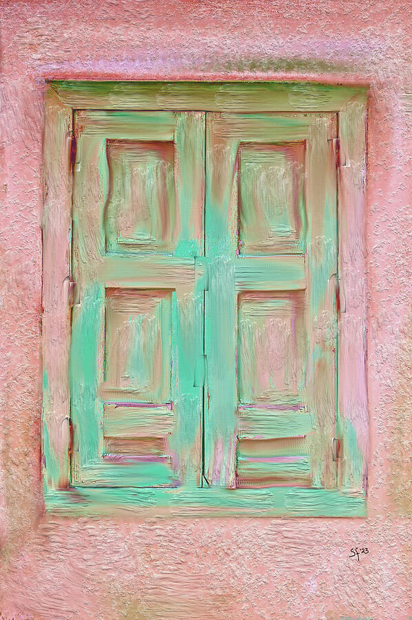 Old Window with Shutters Mixed Media by Shelli Fitzpatrick