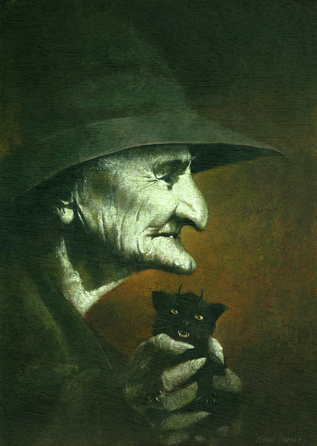 Old Witch And Familiar Painting
