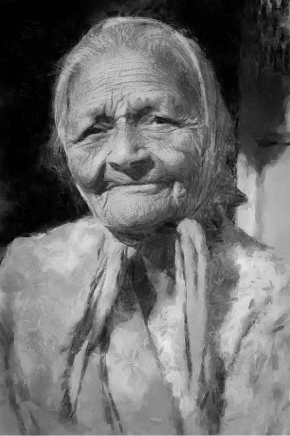 Old Woman Painting by Gary Arnold