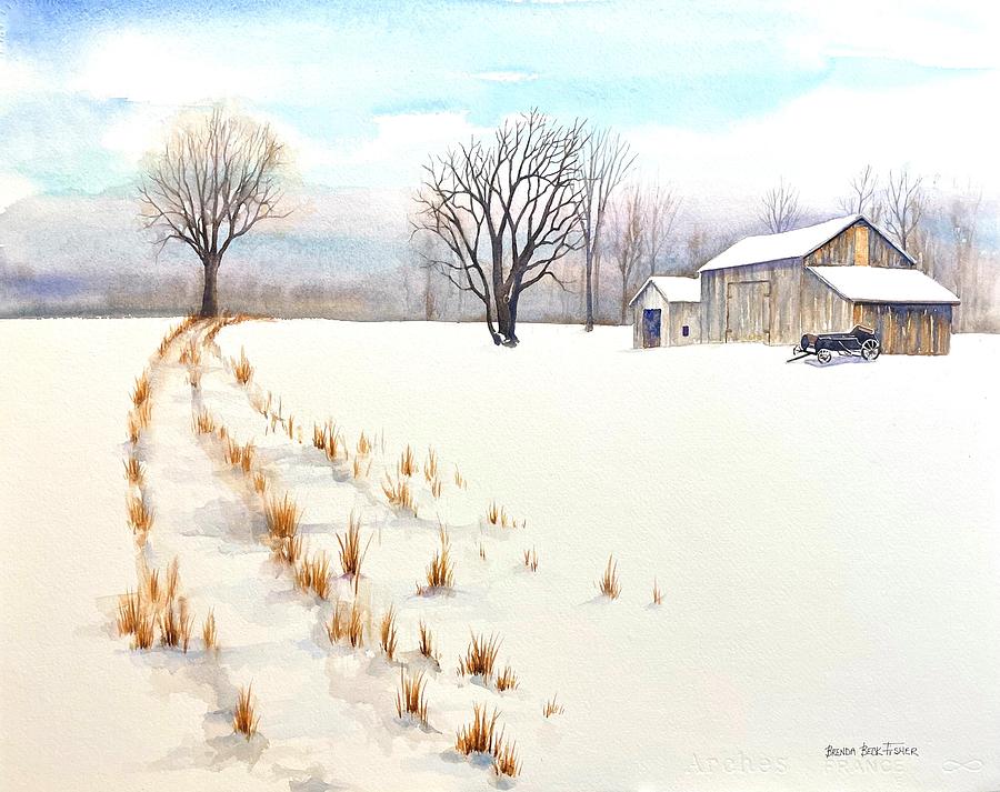Old Wood, New Snow Painting by Brenda Beck Fisher