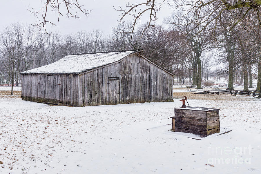 Old Wooden Barn In Snow Photograph by Jennifer White