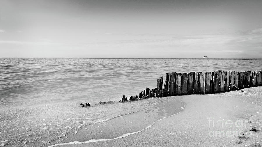 Old Wooden Beach Fence I - BW Photograph by Chris Andruskiewicz