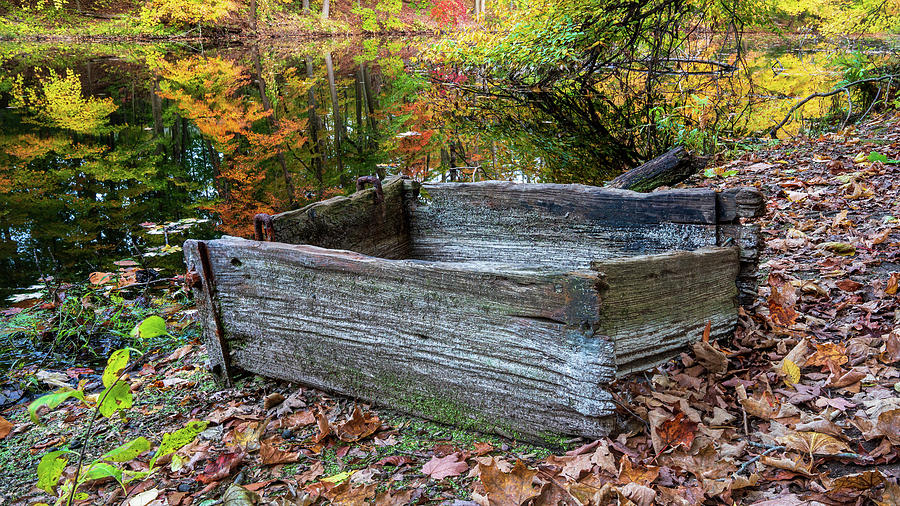 Old wooden bin by Dividend Pond in Rocky Hill, Connecticut Photograph by Kyle Lee