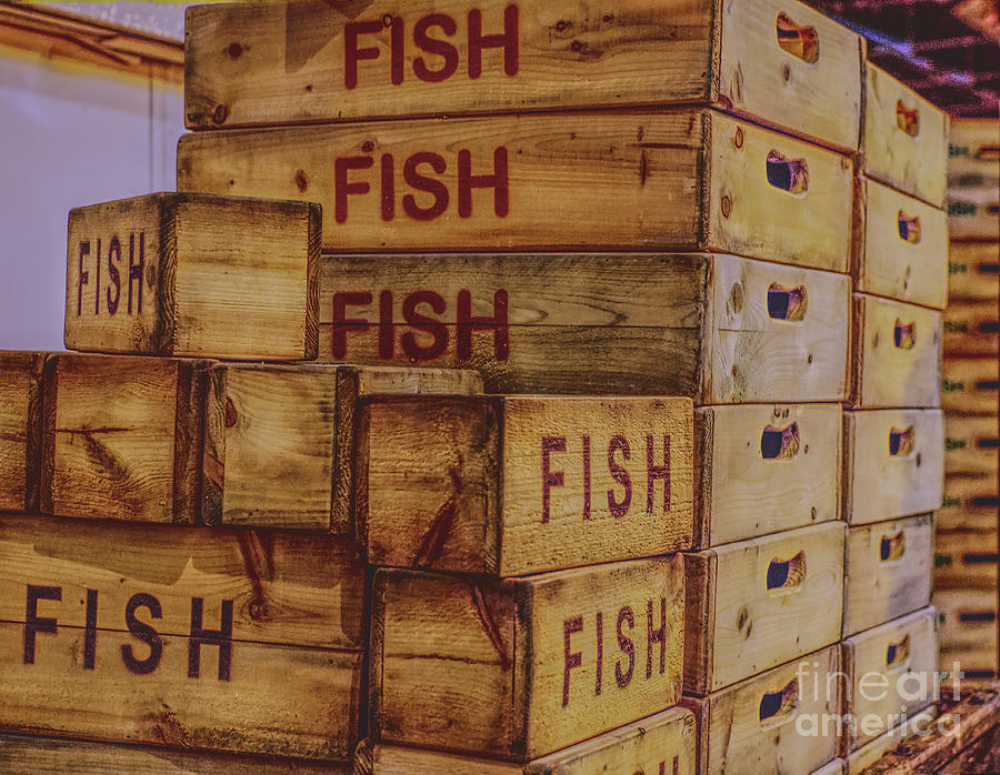 Vintage Decorative Wooden Box With Fish Detail