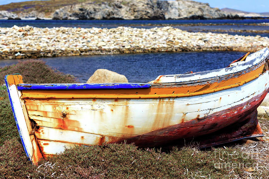 Old Wooden Greek Boat on the Island of Delos Photograph by John Rizzuto