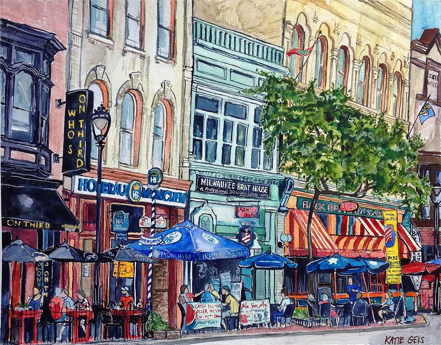 Umbrella Painting - Old World 3rd Street by Katie Geis