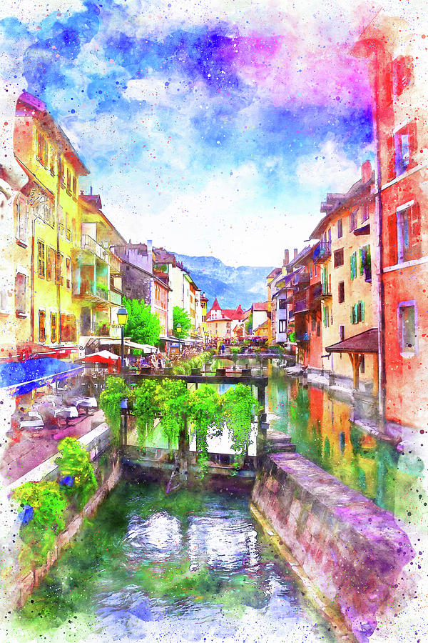 Old World Charm of Annecy France Watercolor  Photograph by Carol Japp