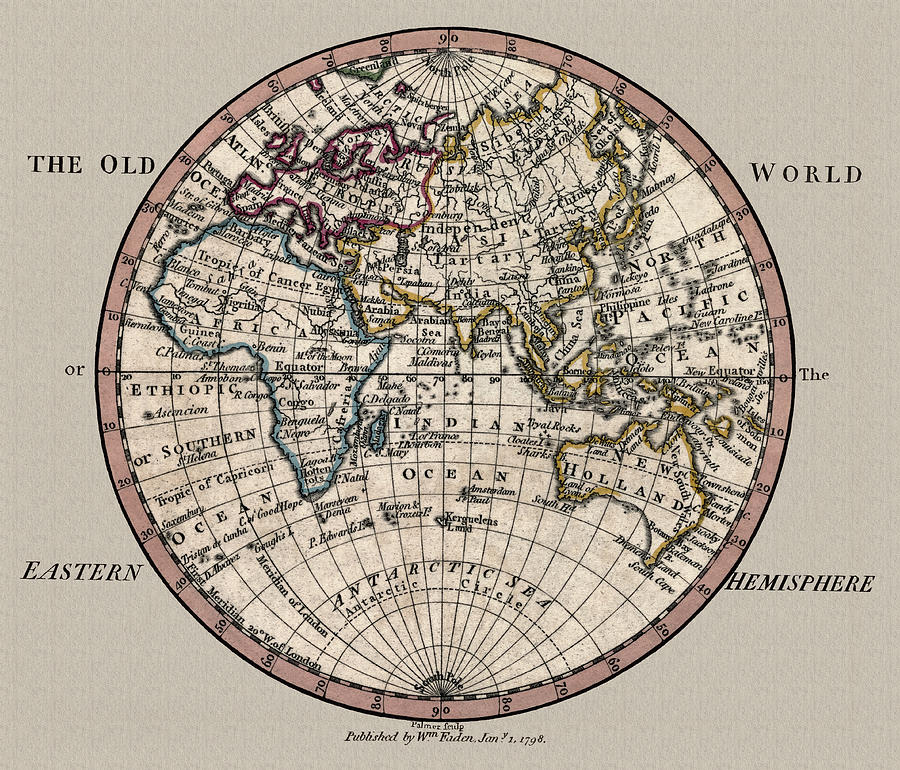 Old World Map Eastern Hemisphere 1798 Photograph by Phil Cardamone