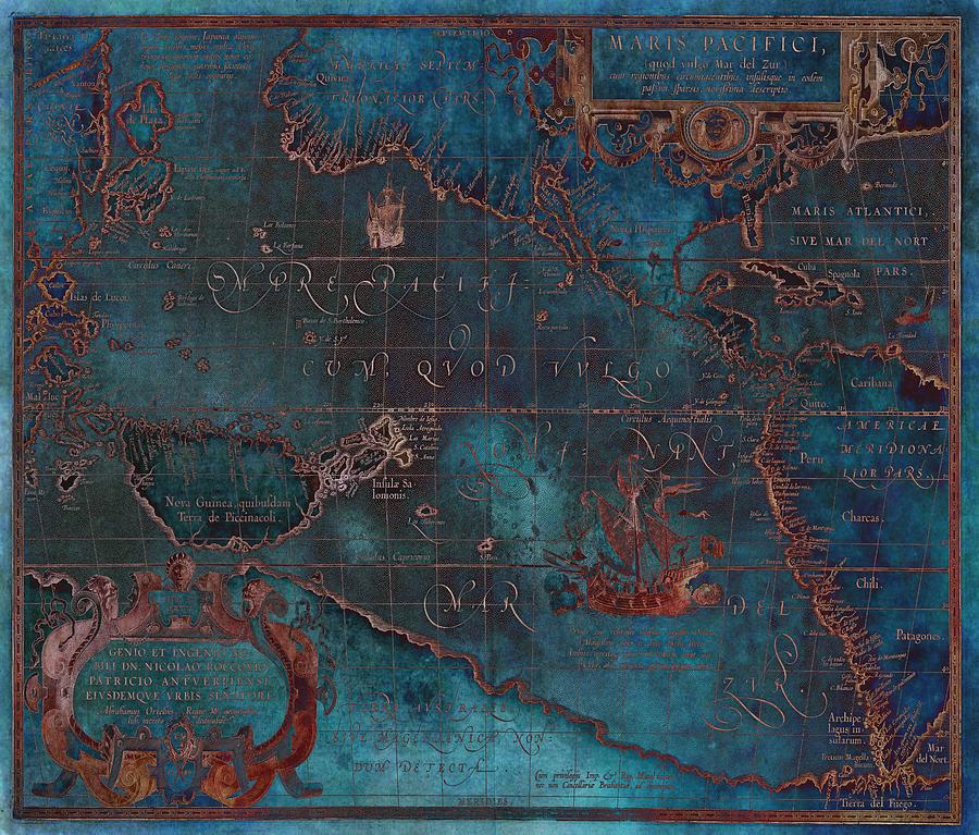 Old World Map print from 1589 Digital Art by Marianna Mills