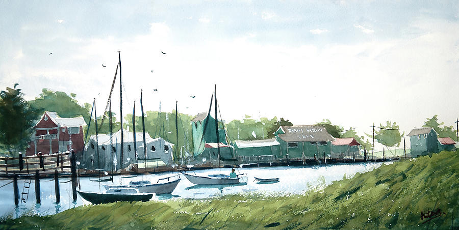 Old Yacht Basin Painting by Tesh Parekh