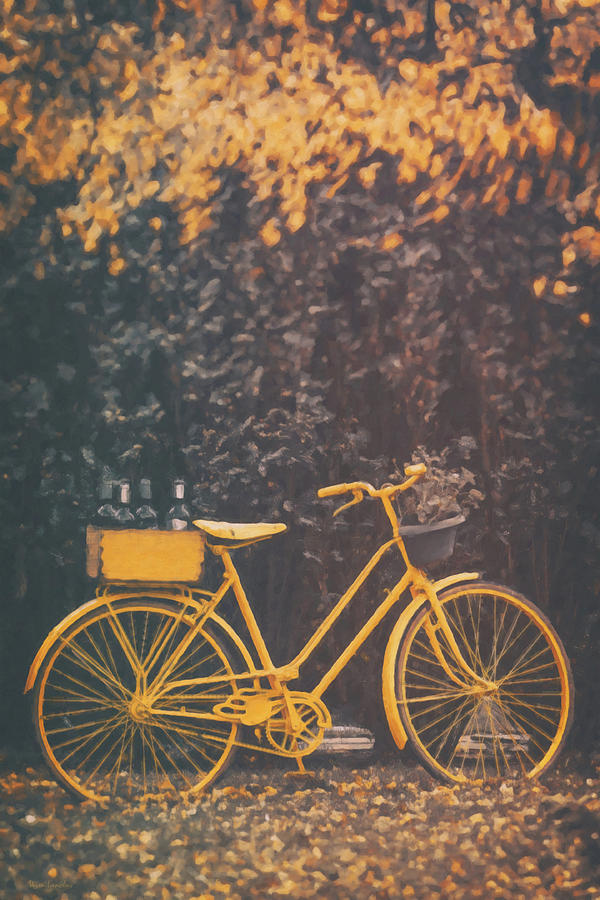Old Yellow Bicycle in Garden Photograph by Wim Lanclus