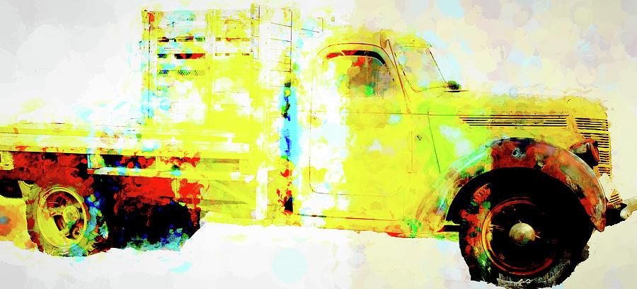 Old Yellow truck Digital Art by Cathy Anderson