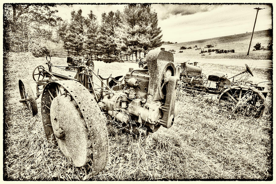Olde Timey Tractors bw Photograph by Dan Carmichael