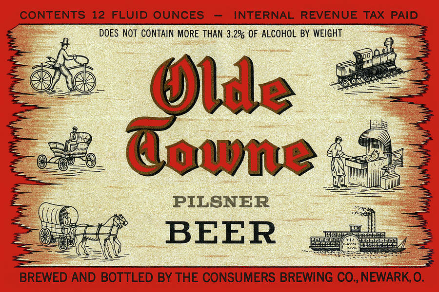 Vintage Drawing - Olde Towne Pilsner Beer by Vintage Drinks Posters