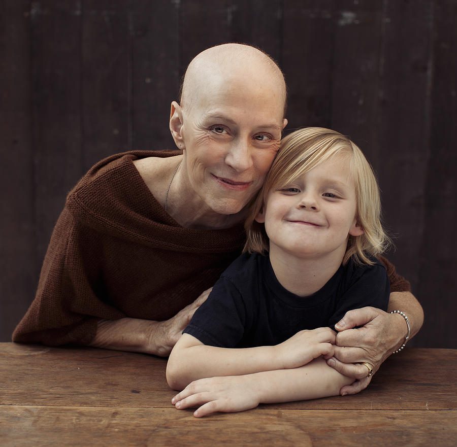 Older Caucasian cancer survivor with grandson Photograph by King Lawrence
