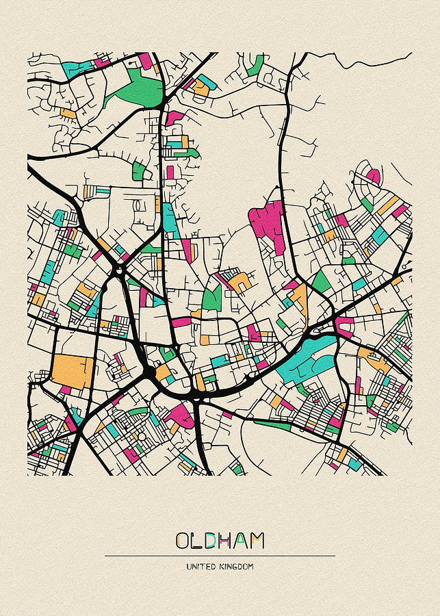 Oldham England City Map Inspirowl Design 