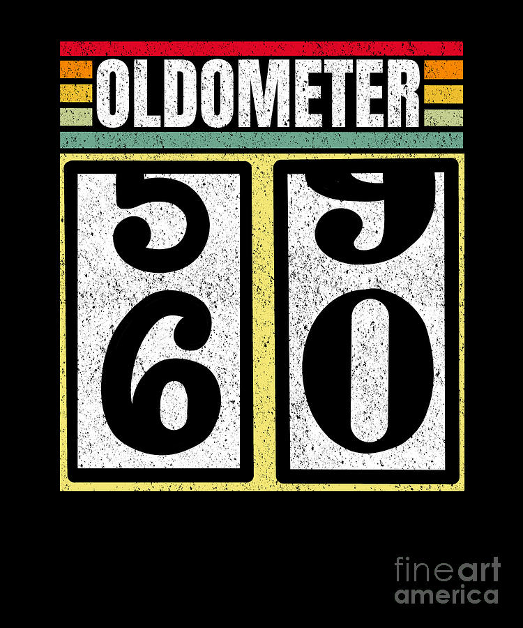 60th Birthday Digital Art - Oldometer 59 60 Funny 60th Birthday Retro Age 60 Gift by Haselshirt