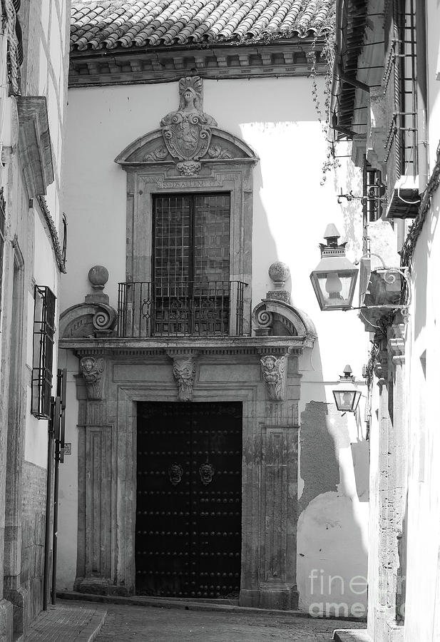 Oldtown Alleys Cordoba Black And White Vertical Photograph